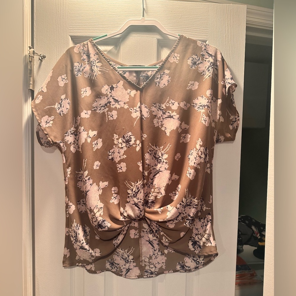 Grey floral blouse